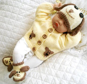 Baby Knitting Pattern Dog Cardigan Hat Boots