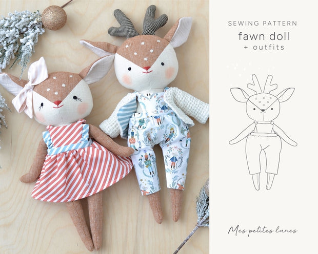 reindeer decoration stuffed animal fawn doll sewing pattern